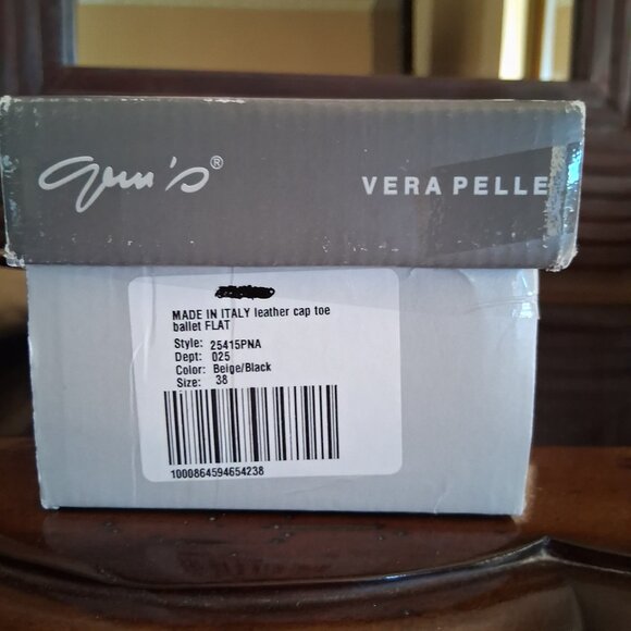 Gems Vera Pelle Genuine Leather Cap Toe Flats Size 38 Made In Italy - Picture 3 of 3